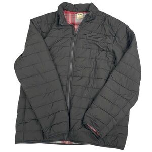 Voyager Men's Black Puffer Jacket Plaid Fleece Lined Size Large Cozy Cabincore
